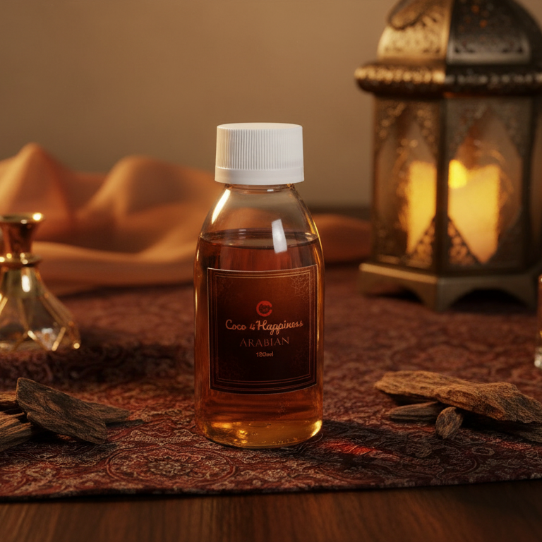 Perfume bottles on a textured surface with a warm glow